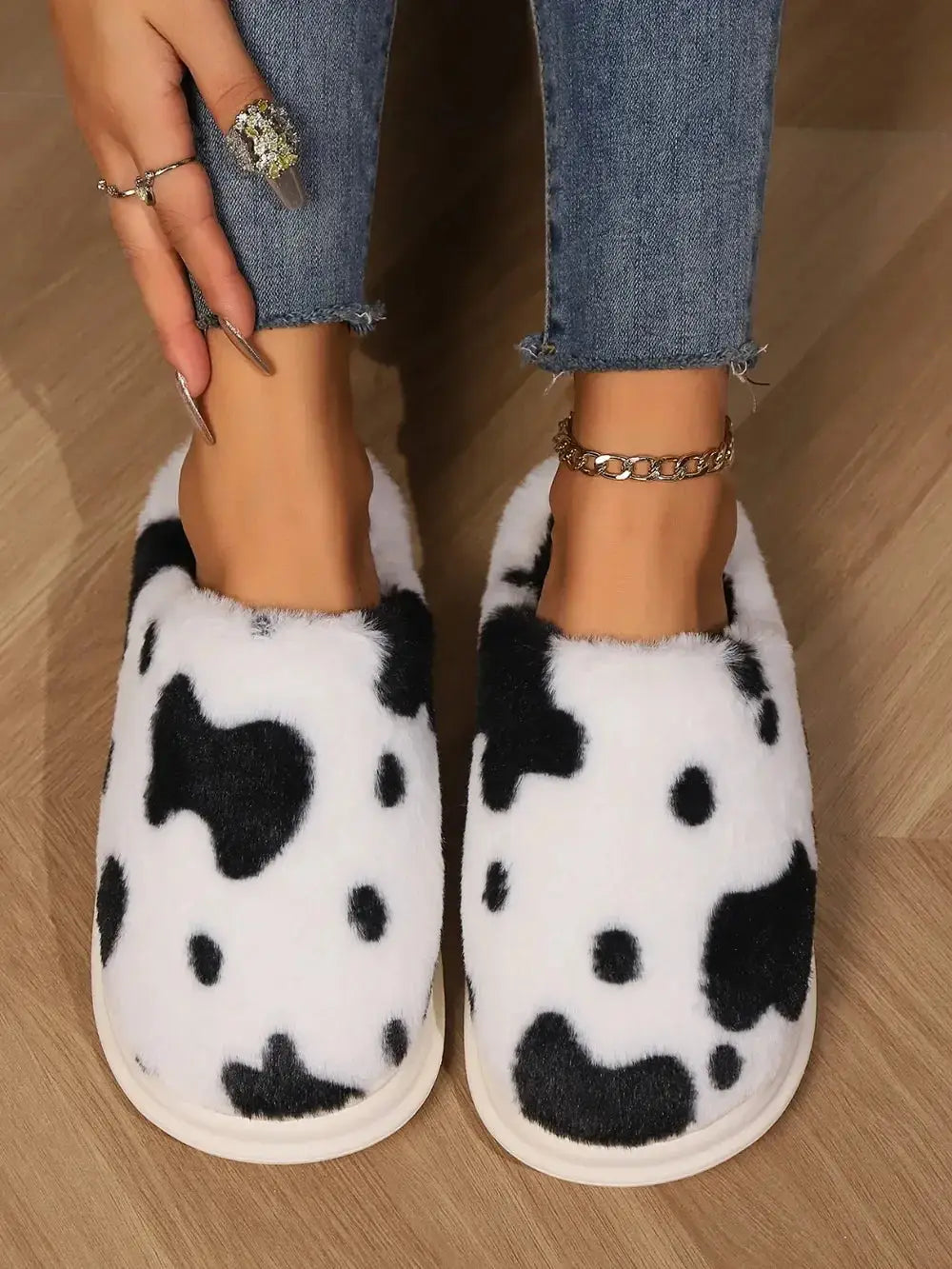 Animal Print Faux Fur Slippers - Makw Official Site