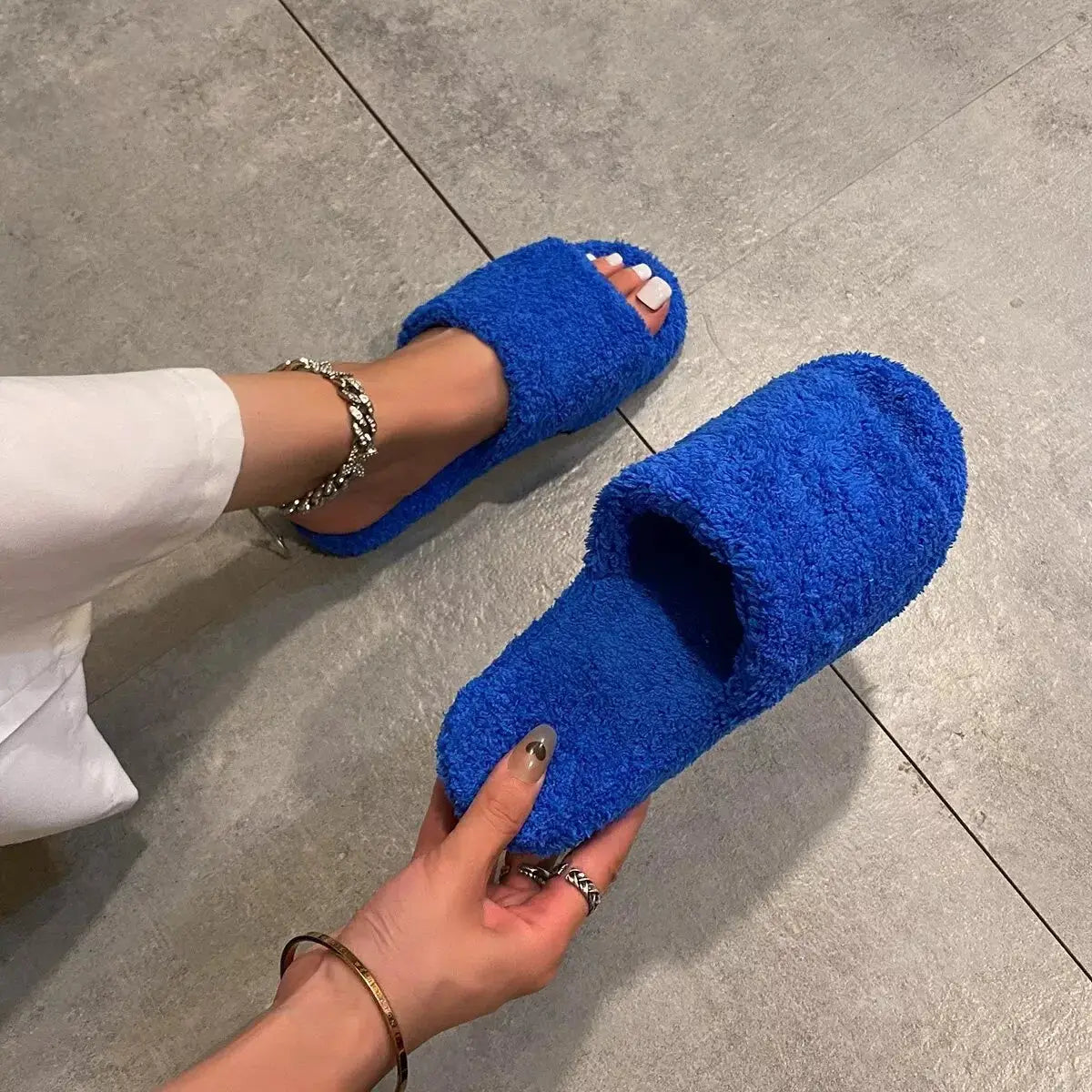Open Toe Platform Slippers - Makw Official Site