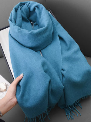 Solid Color Fringe Scarf - Makw Official Site