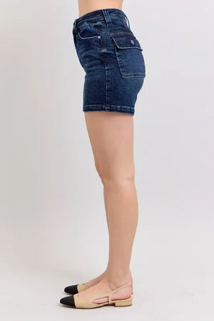 Judy Blue Full Size High Waist Back Flap Pocket Denim Shorts Plus Size - Makw Official Site