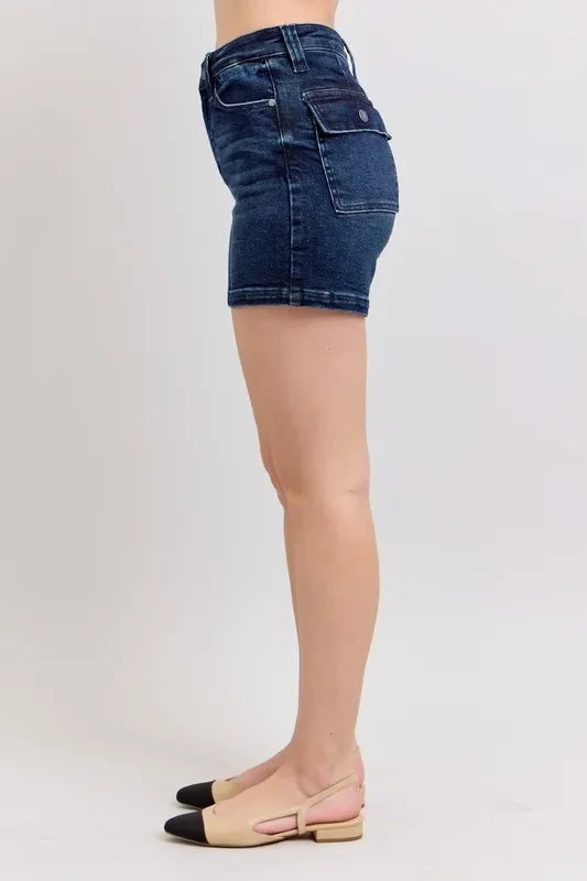 Judy Blue Full Size High Waist Back Flap Pocket Denim Shorts Plus Size - Makw Official Site