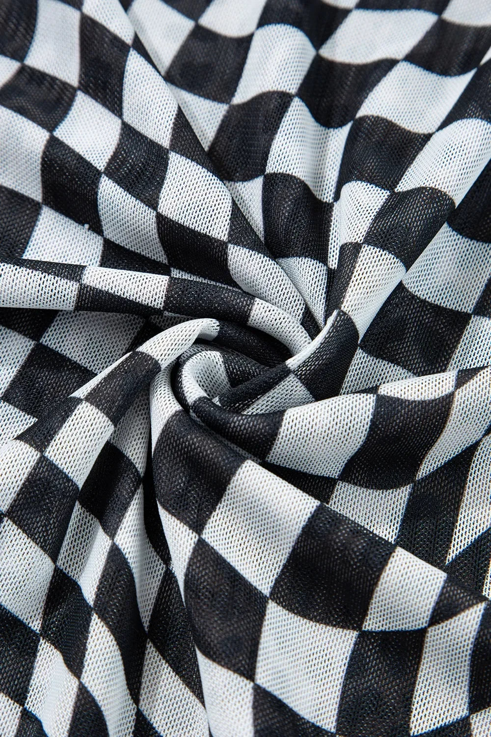 Checkered Round Neck Sleeveless Midi Dress - Makw Official Site