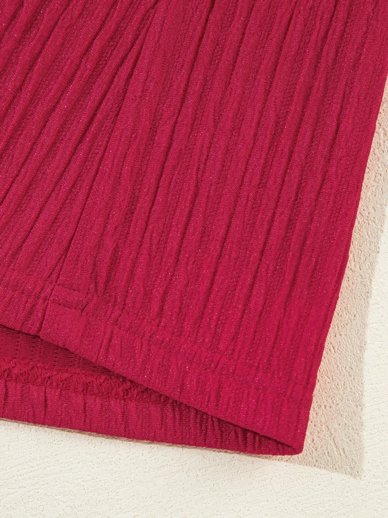 Textured Ruffled Trim Loose Fit Mini Dress - Makw Official Site