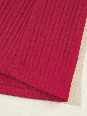 Textured Ruffled Trim Loose Fit Mini Dress - Makw Official Site