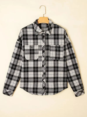 Plaid Print Chest Pockets Buttoned Shirt - Makw Official Site