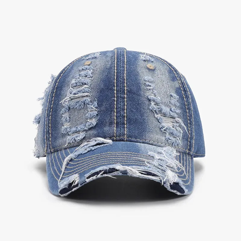Distressed Adjustable Cotton Baseball Cap - Makw Official Site