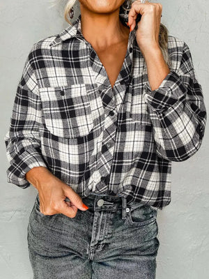 Plaid Print Chest Pockets Buttoned Shirt - Makw Official Site