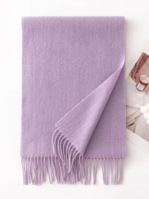 Solid Color Fringe Scarf - Makw Official Site