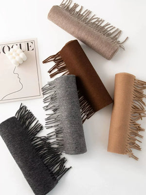 Solid Color Fringe Scarf - Makw Official Site