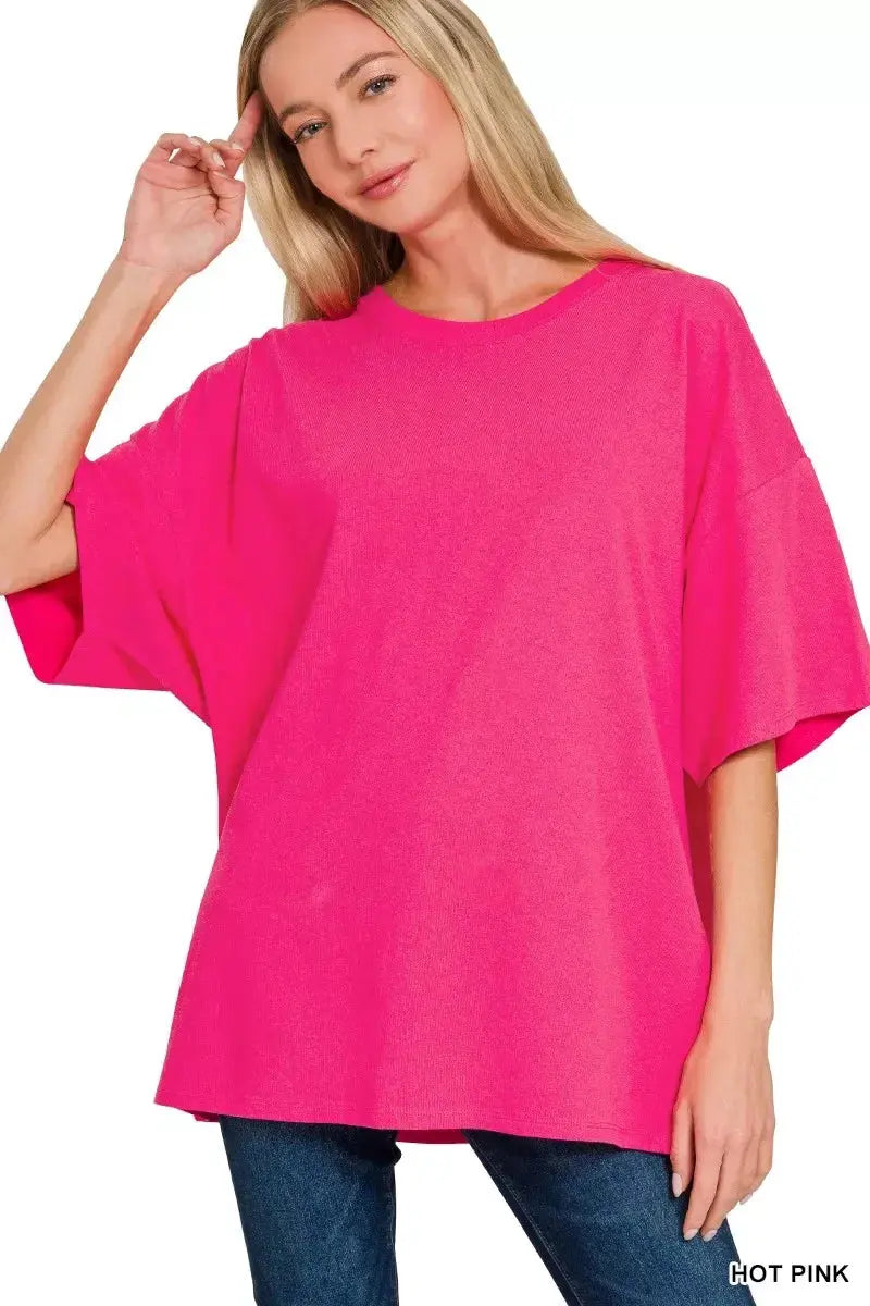 Zenana Cotton Short Sleeve Oversized Tunic Tee - Makw Official Site