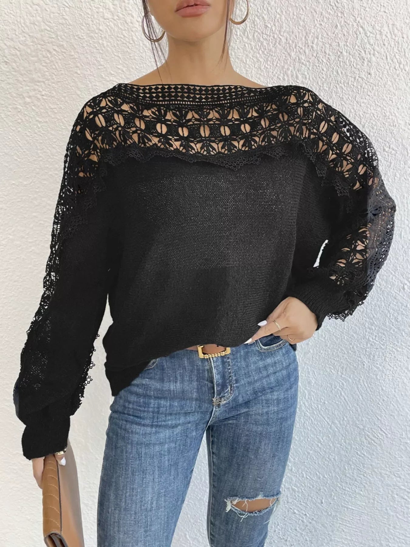 Crochet Long Sleeve Sweater - Makw Official Site