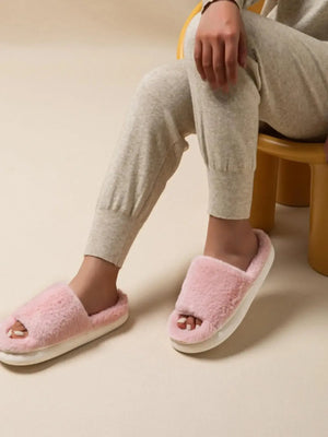 Fluffy Open Toe Comfort Slippers - Makw Official Site