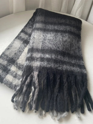 Fringe Plaid Polyester Scarf - Makw Official Site
