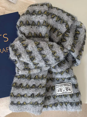 Vintage Knitted Pattern Scarf - Makw Official Site