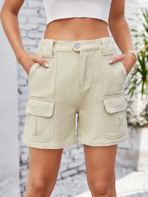 High Waist Washed Denim Shorts - Makw Official Site