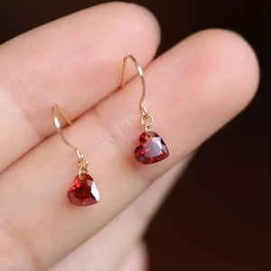 Zircon Heart Drop Earrings - Makw Official Site