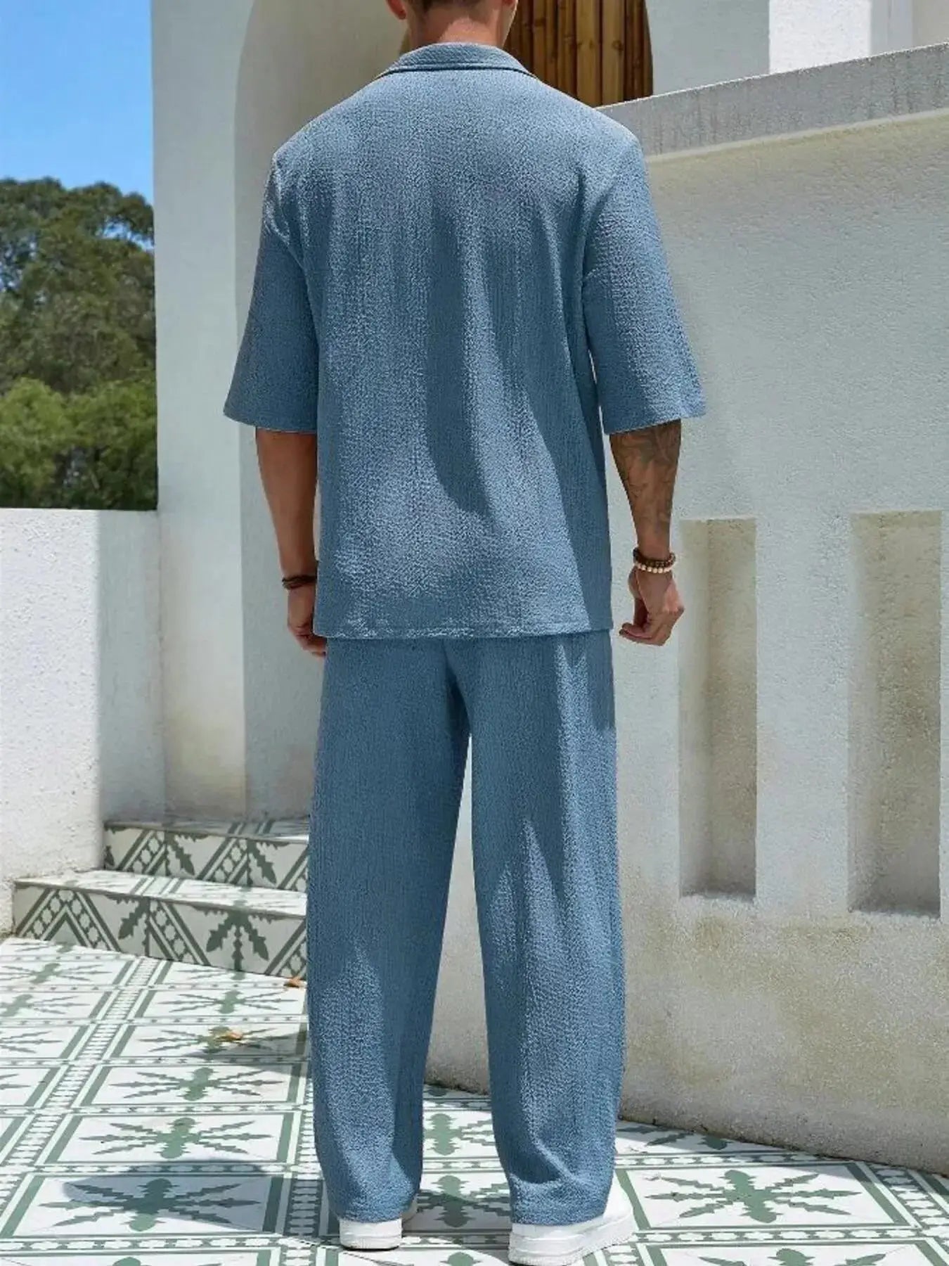 Men's Plus Size Half Sleeve Top and Pants Set - Makw Official Site