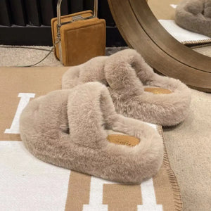 Fuzzy Open Toe Slippers - Makw Official Site