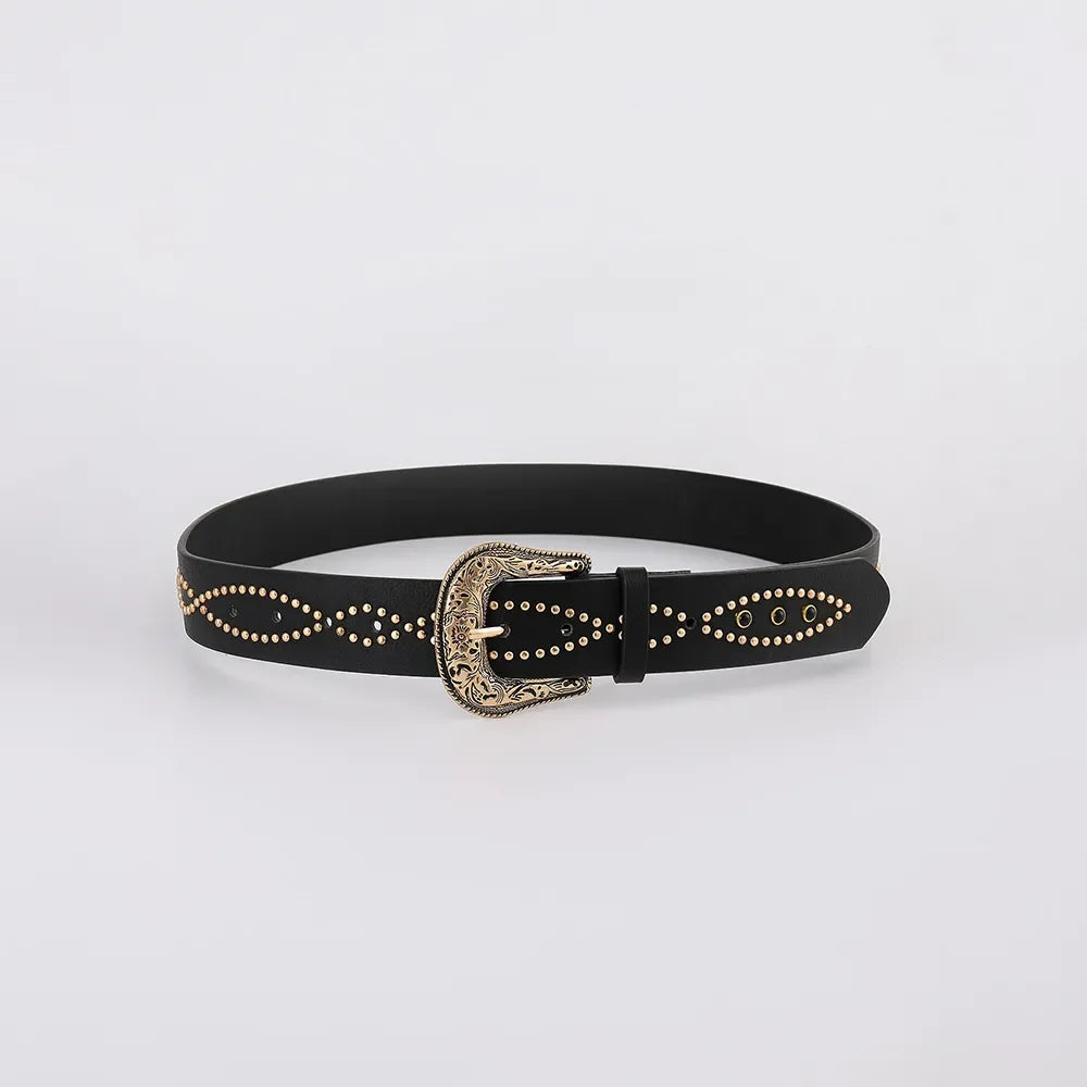 PU Leather Rhinestone Belt - Makw Official Site