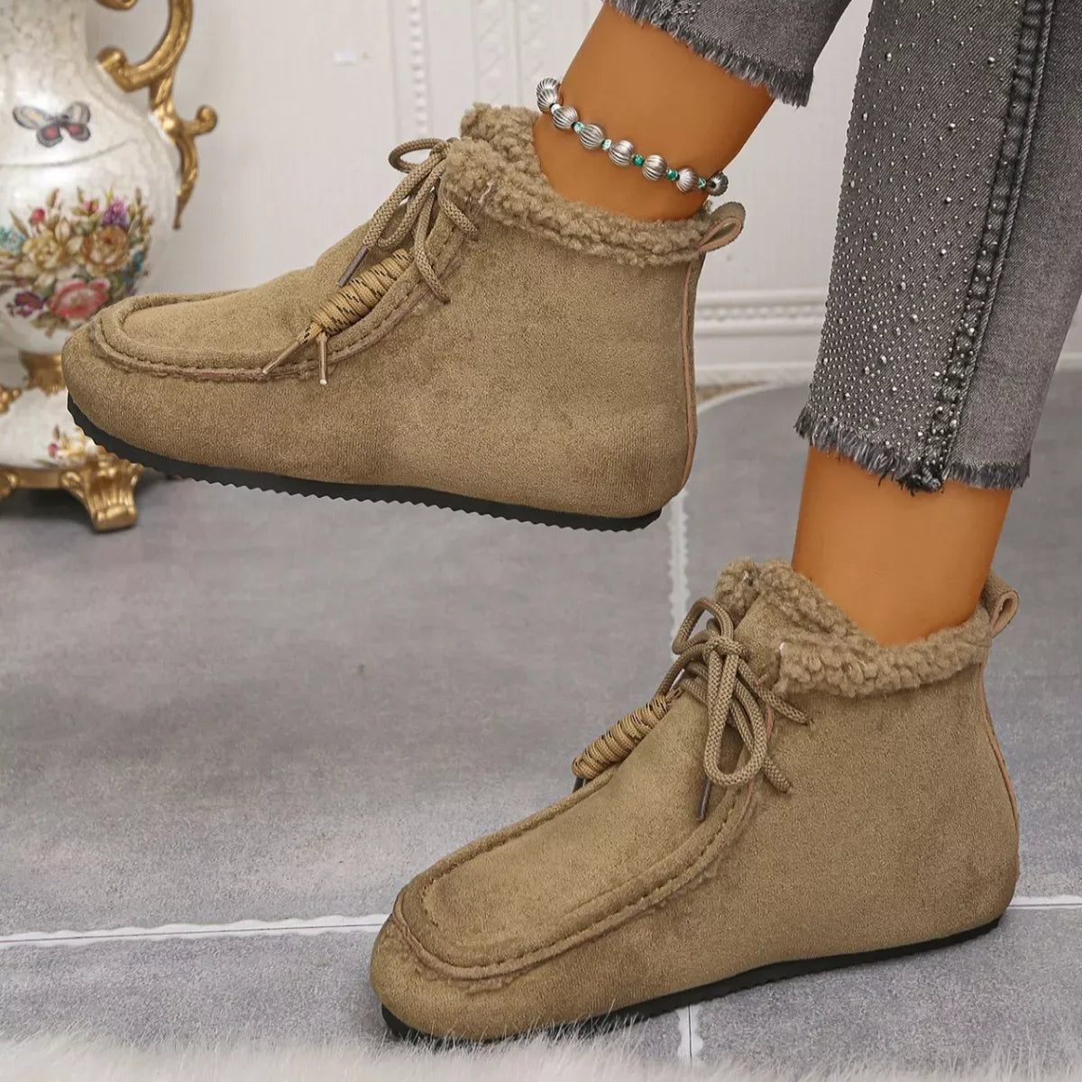 Plush Lining Ankle Boots - Makw Official Site