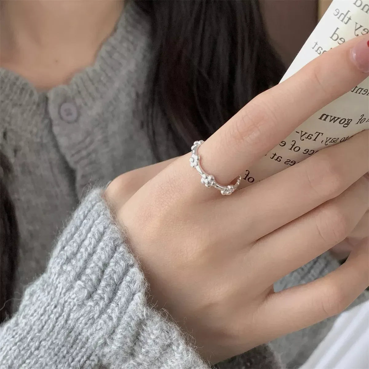 925 Sterling Silver Flower Ring - Makw Official Site