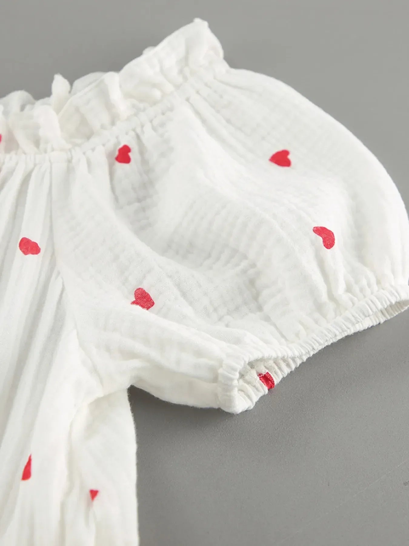 Heart Printed Off-Shoulder Ruffle Mini Dress - Makw Official Site