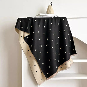 Heart-Patterned Raw Hem Winter Scarf - Makw Official Site