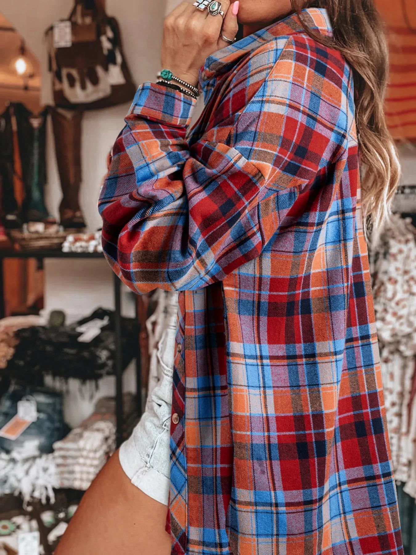 Plaid Button Up Long Sleeve Shirt - Makw Official Site