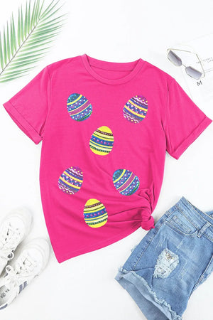 Sequin Easter Egg Short Sleeve T-Shirt - Makw Official Site