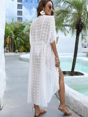 Swiss Dot Sheer Beach Cover Up Maxi Dress - Makw Official Site