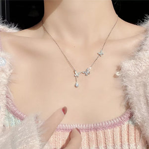 925 Sterling Silver Zircon Butterfly Necklace - Makw Official Site