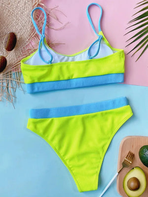 Scoop Neck Spaghetti Strap Two-Piece Swim Set - Makw Official Site