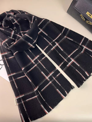 100% Wool Raw Hem Plaid Scarf - Makw Official Site