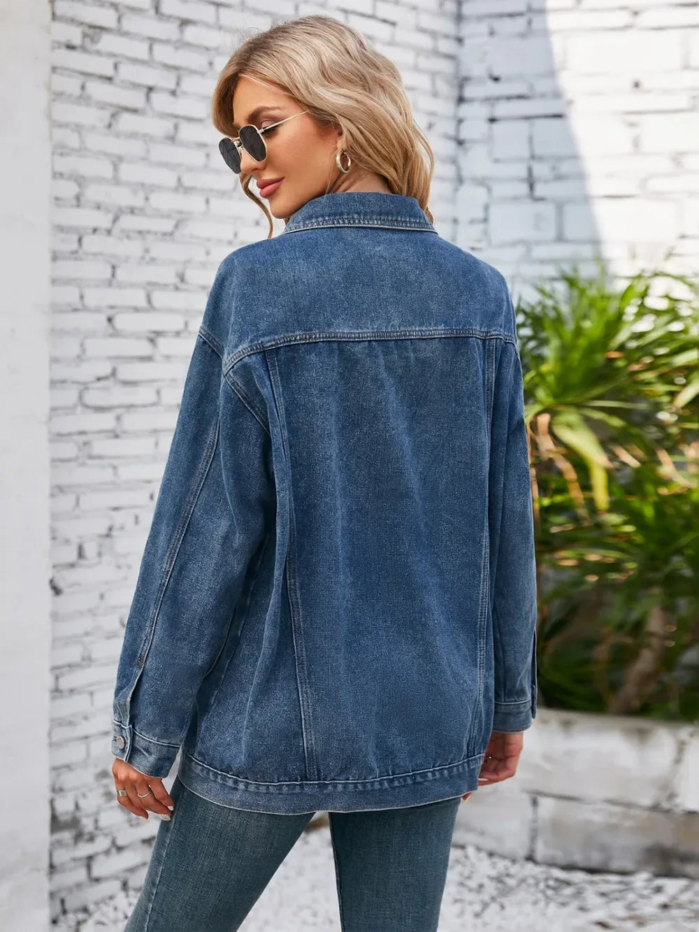 Button Up Long Sleeve Denim Jacket - Makw Official Site