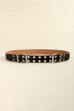 PU Leather Two Row Eyelet Belt - Makw Official Site