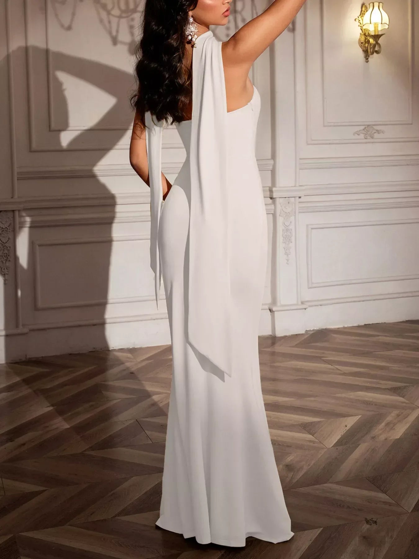 Tube Mermaid Maxi Dress with Scarf Detail - Makw Official Site