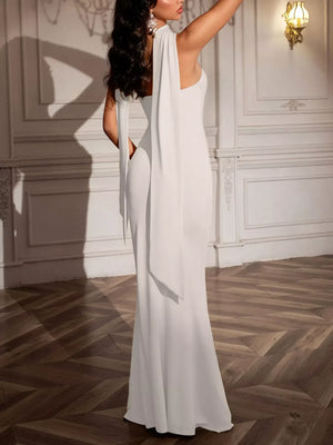 Tube Mermaid Maxi Dress with Scarf Detail - Makw Official Site