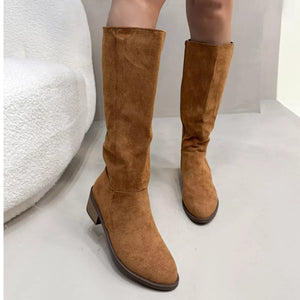 Side Zipper Closure Suede Knee-High Boots - Makw Official Site