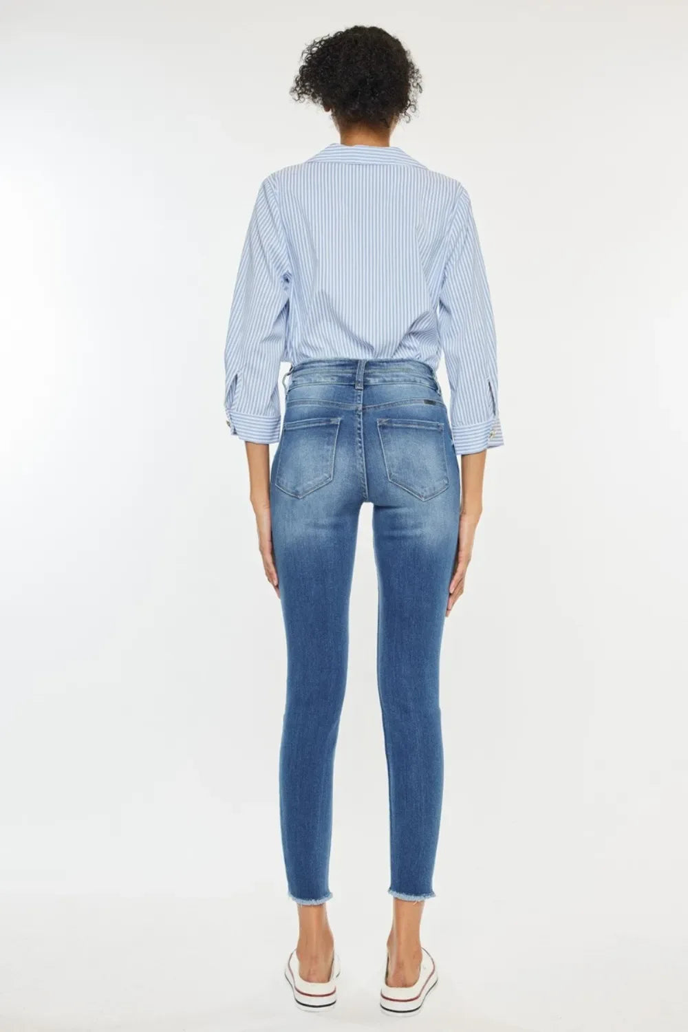 Kancan Distressed Raw Hem High Waist Jeans - Makw Official Site