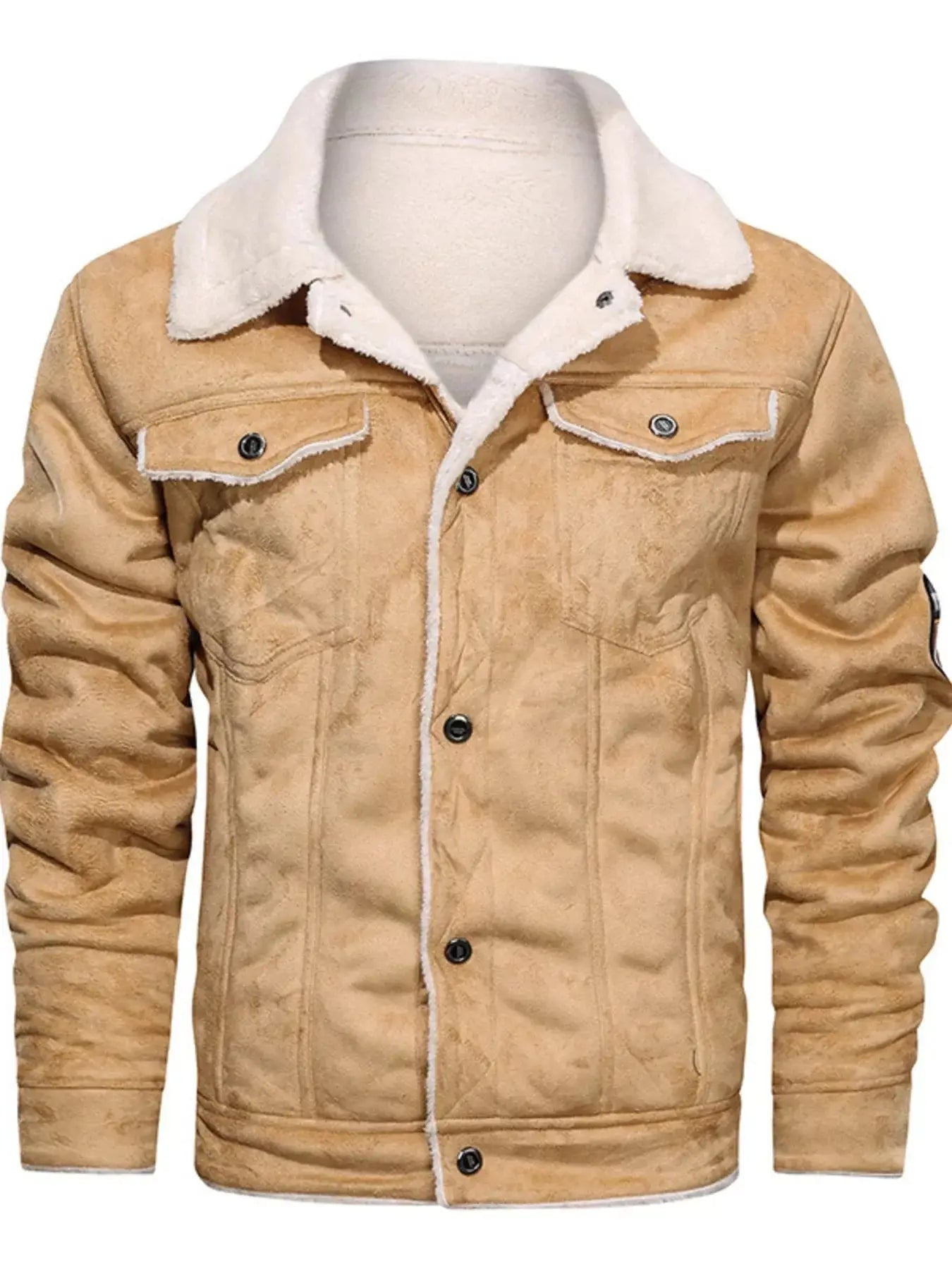 Men's Plus Size Sherpa Lined Button Up Jacket - Makw Official Site