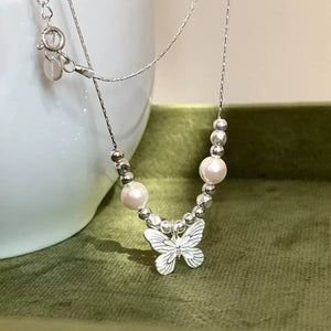 Butterfly Pearl Pendant Necklace - Makw Official Site