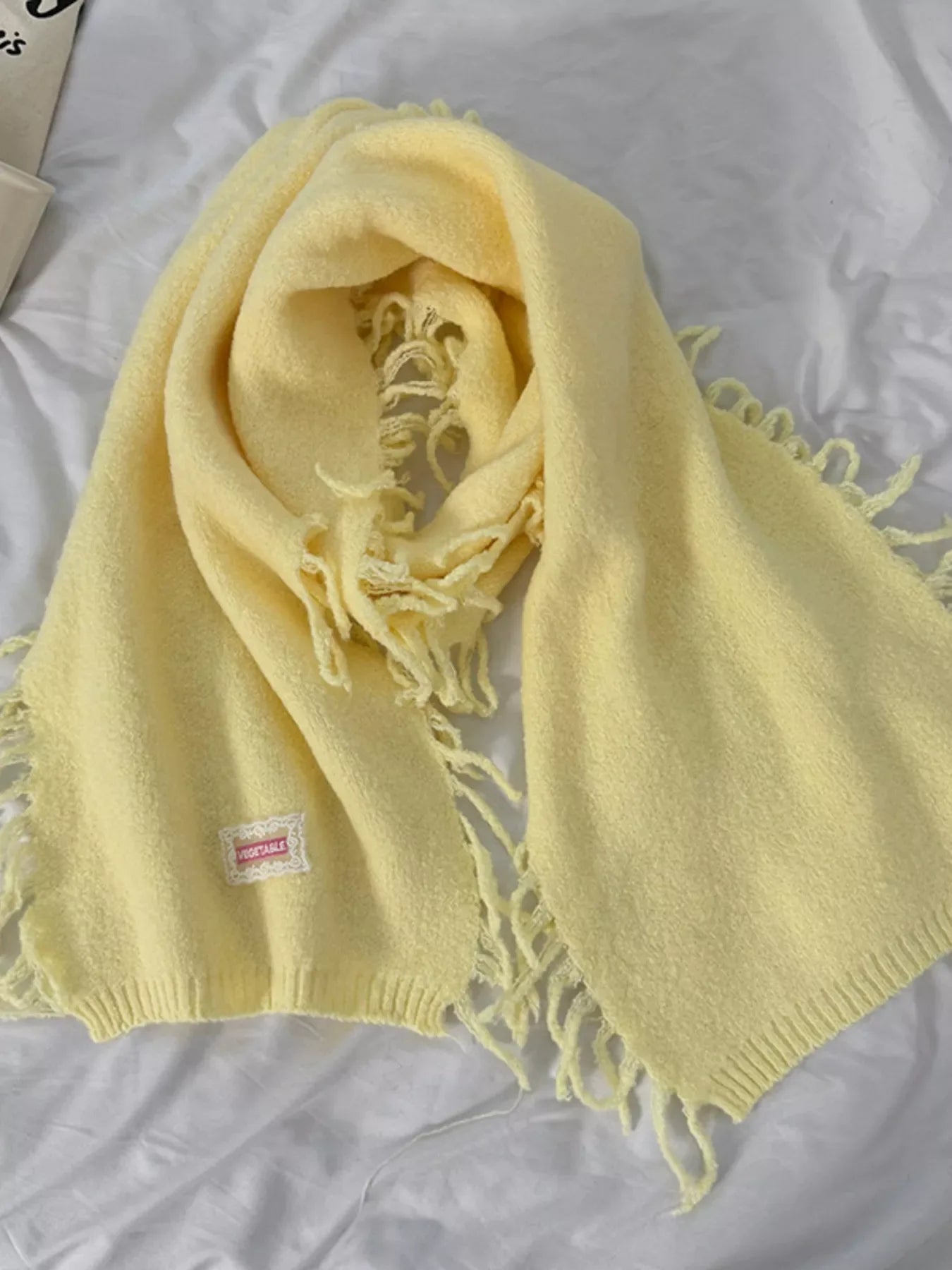 Knitted Fringe Scarf - Makw Official Site
