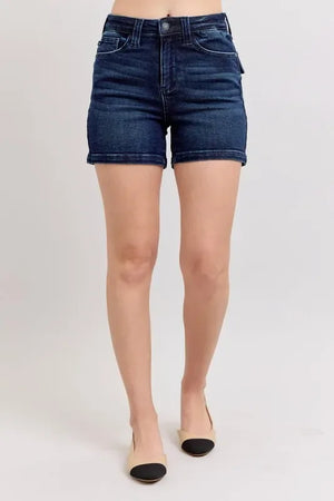 Judy Blue Full Size High Waist Back Flap Pocket Denim Shorts Plus Size - Makw Official Site