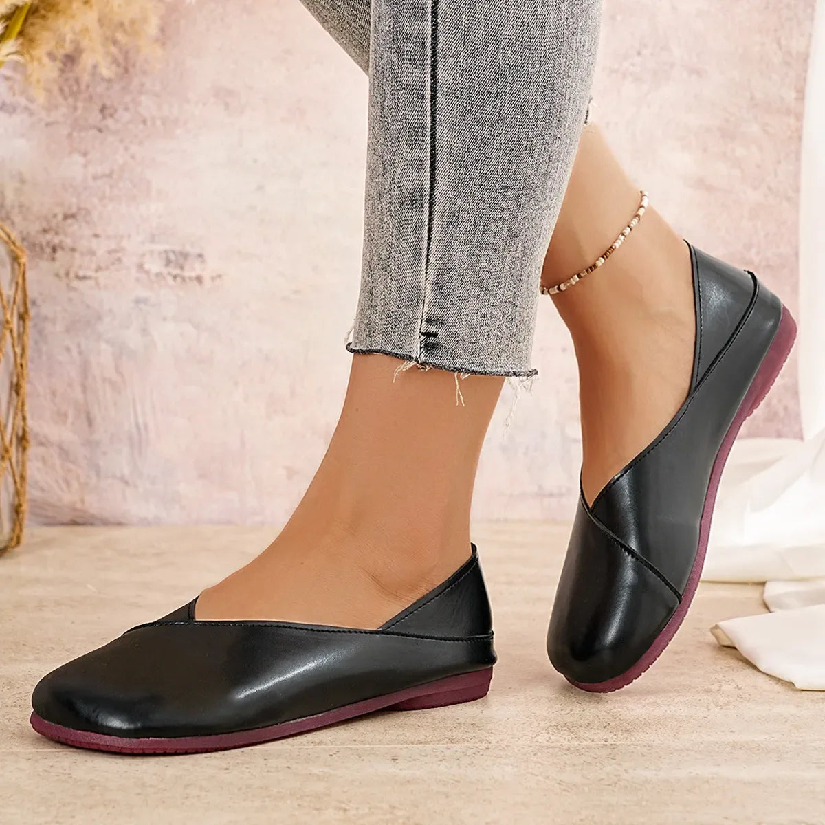Round Toe Flats Slip-Ons - Makw Official Site