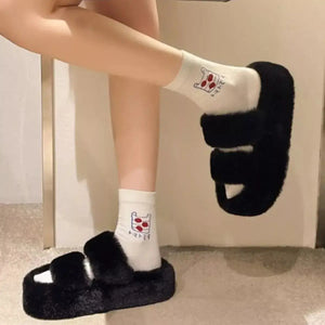 Fuzzy Open Toe Slippers - Makw Official Site