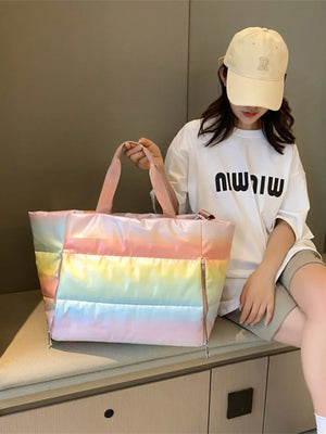 Gradient Quilted Travel Bag with Side Zippers - Makw Official Site