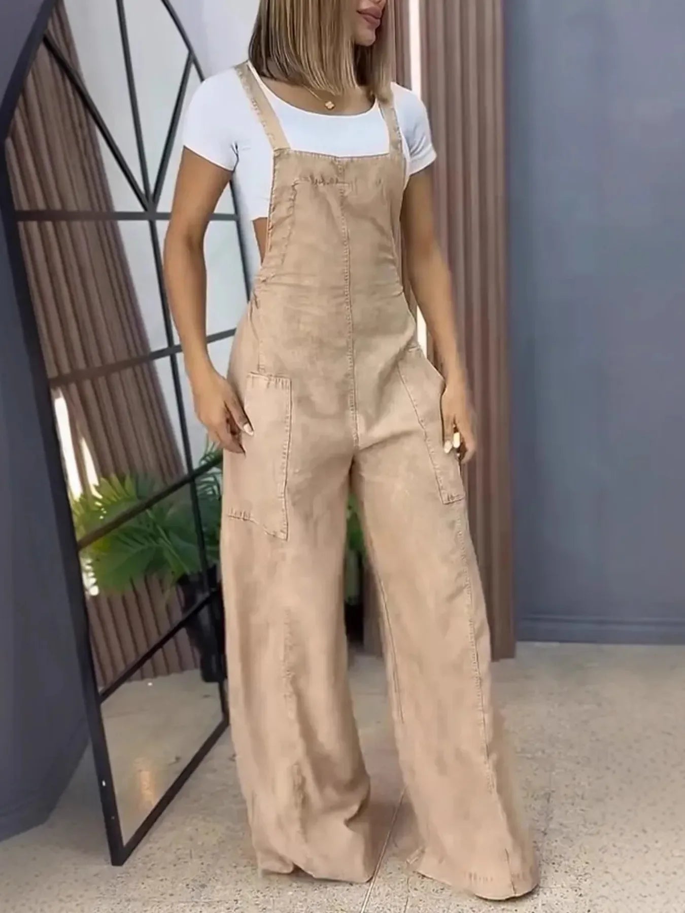 Full Size Wide Leg Washed Denim Overalls Plus Size - Makw Official Site