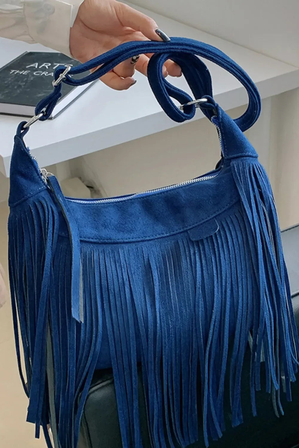 Suede Fringe Adjustable Strap Shoulder Bag - Makw Official Site