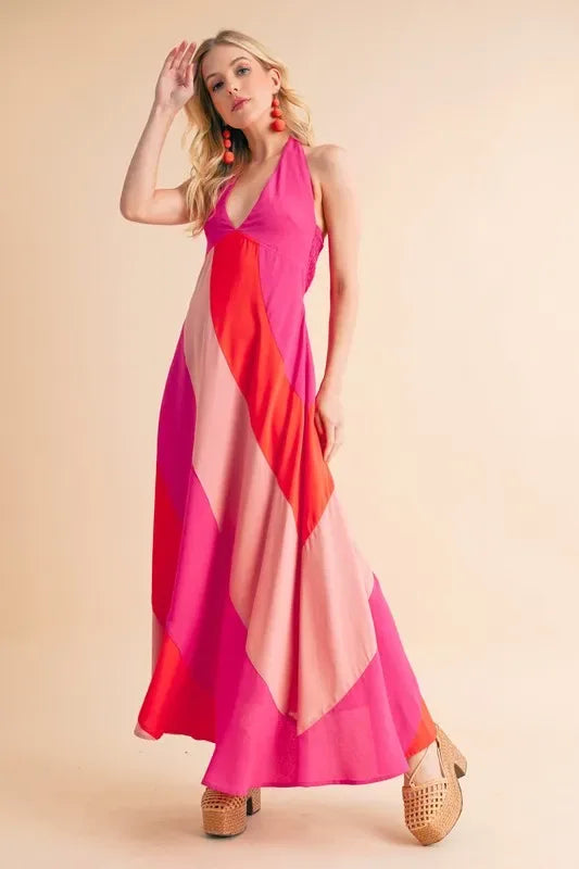 Aemi+Co Color Block Sleeveless Maxi Dress - Makw Official Site
