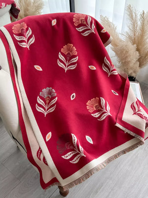 Printed Raw Hem Shawl - Makw Official Site